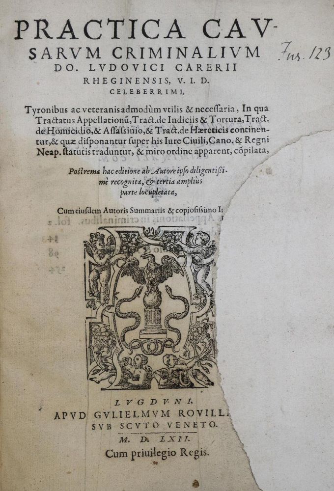 Große Abbildung Nr.1: 130-414 Carerio,L.: (Juridica und Kriminologie)
