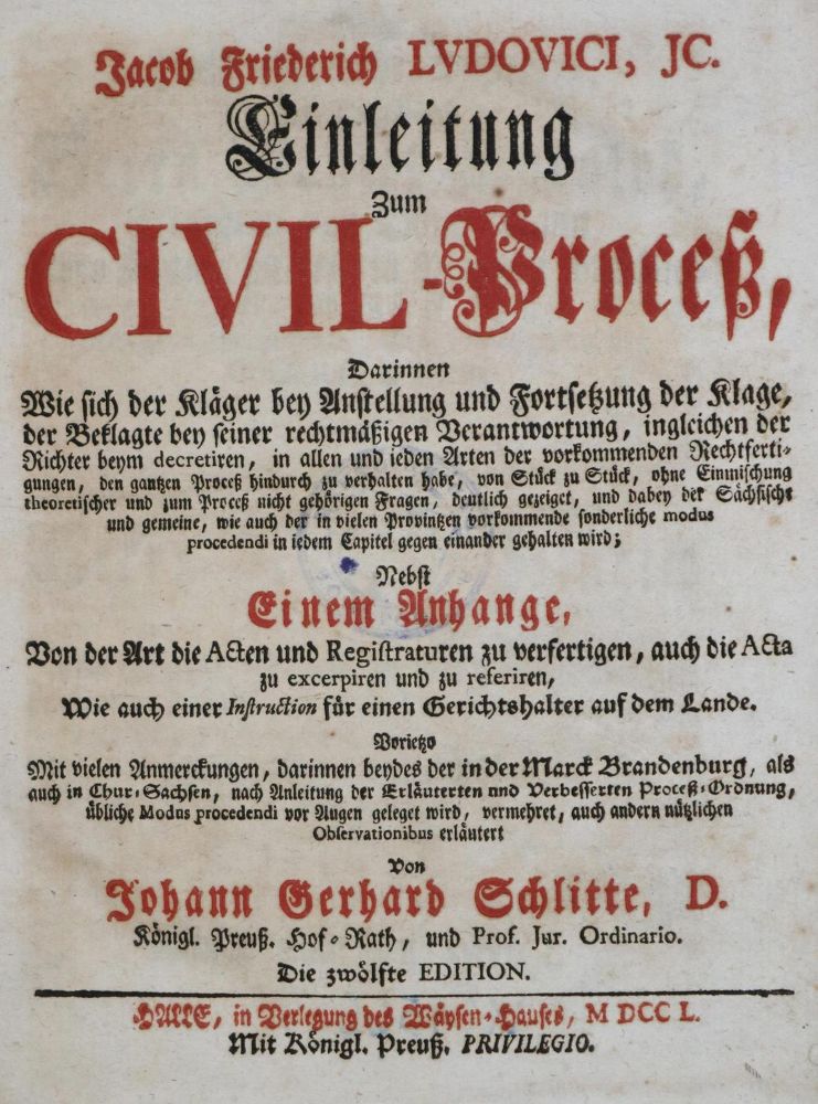 Große Abbildung Nr.1: 130-427 Ludovici,J.F.: (Juridica und Kriminologie)