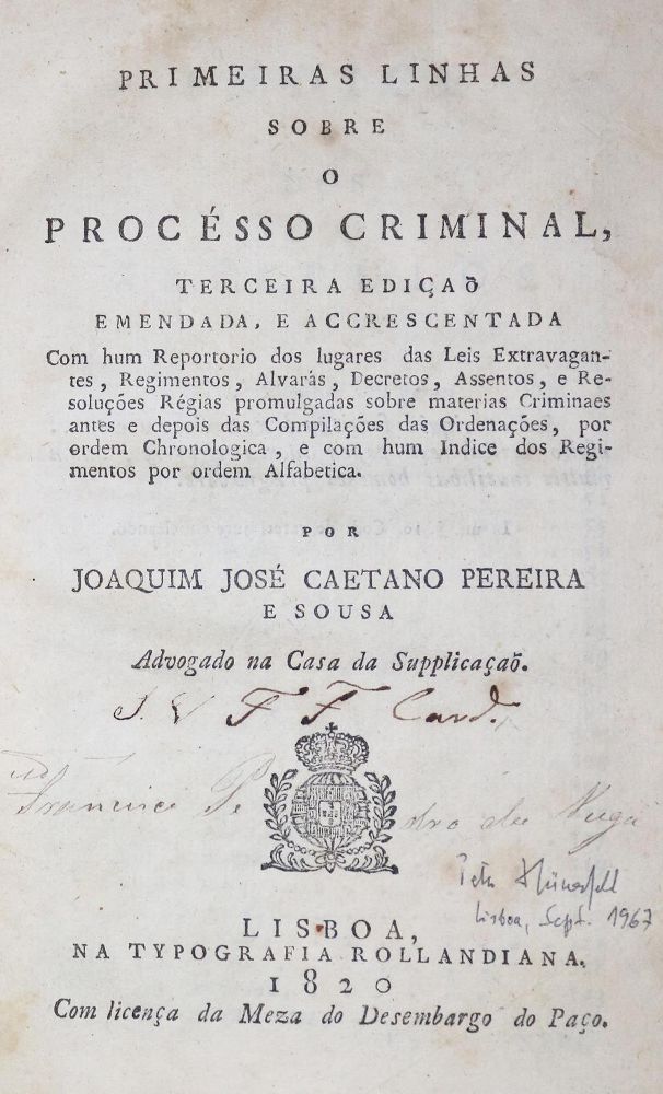 Große Abbildung Nr.1: 130-431 Pereira e Sousa,J.J.C.: (Juridica und Kriminologie)