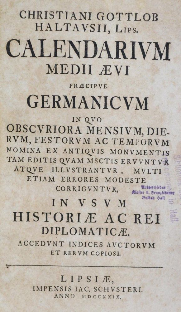Große Abbildung Nr.1: 130-442 Haltaus,C.G.: (Kalender)