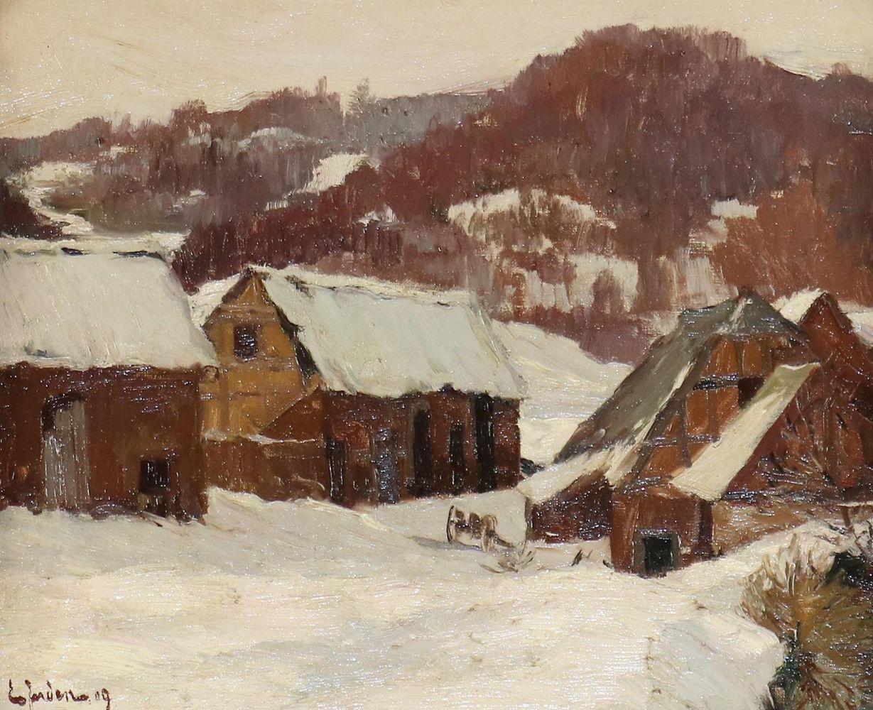 Große Abbildung Nr.1: 130-4488 Winterliches Dorf.: (Künstlergraphik)
