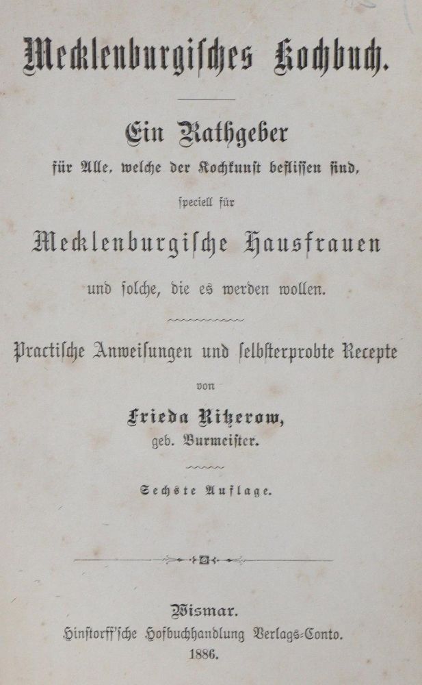 Große Abbildung Nr.1: 130-652 Ritzerow,F.: (Küche und Haushalt, Kochbücher)