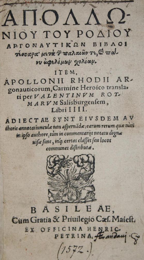 Große Abbildung Nr.1: 130-7 Apollonius Rhodius.: (Alte Drucke, Handschriften und Theologie)