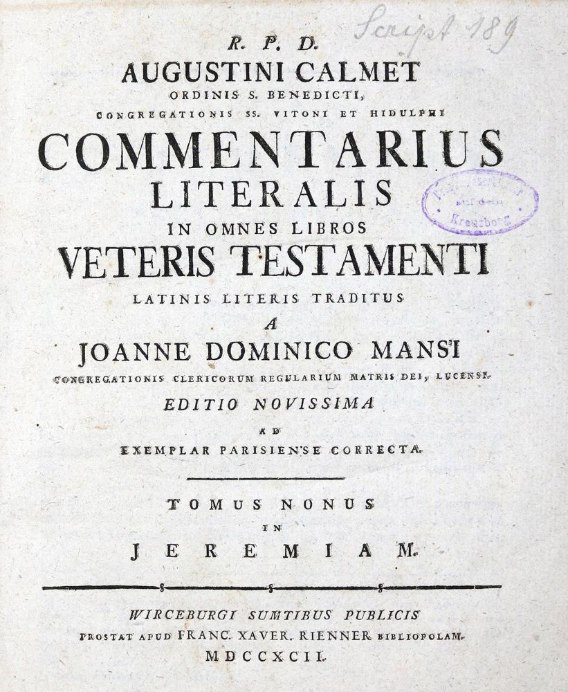 Große Abbildung Nr.1: 130-71 Calmet,A.: (Bibeln)