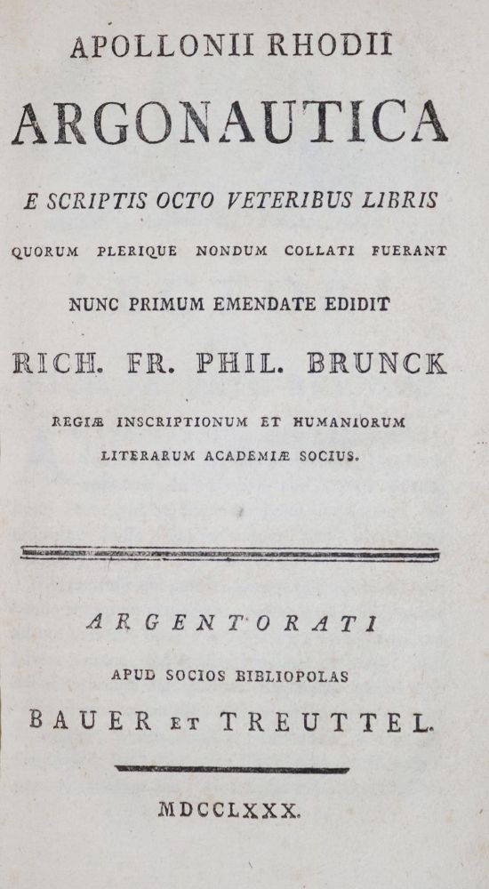 Große Abbildung Nr.1: 130-8 Apollonius Rhodius.: (Alte Drucke, Handschriften und Theologie)