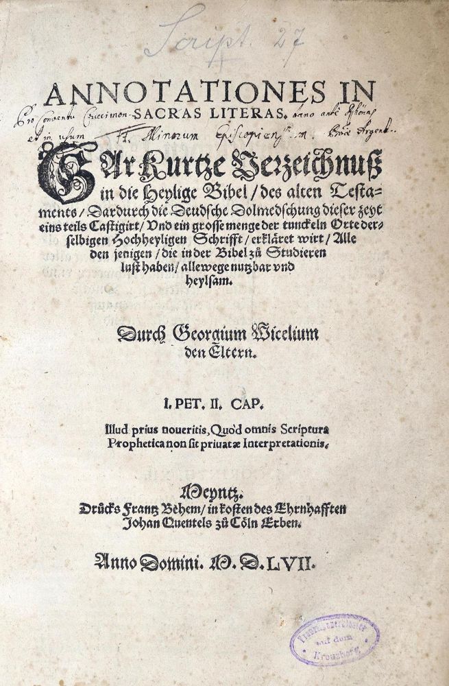 Große Abbildung Nr.1: 130-82 Witzel,G.: (Bibeln)
