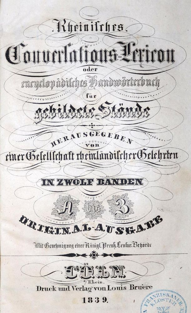 Große Abbildung Nr.1: 130-852 Rheinisches Conversations-Lexicon: (Lexika - Wörterbücher - Sprachwissenschaften)
