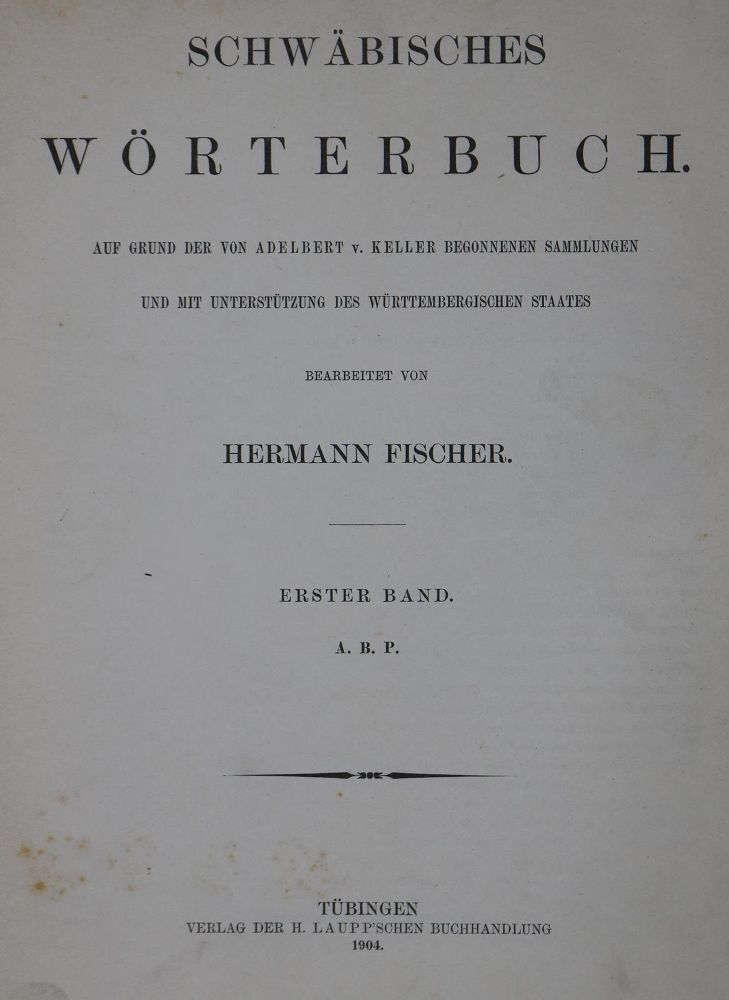 Große Abbildung Nr.1: 130-853 Fischer,H.: (Lexika - Wörterbücher - Sprachwissenschaften, Schwaben)