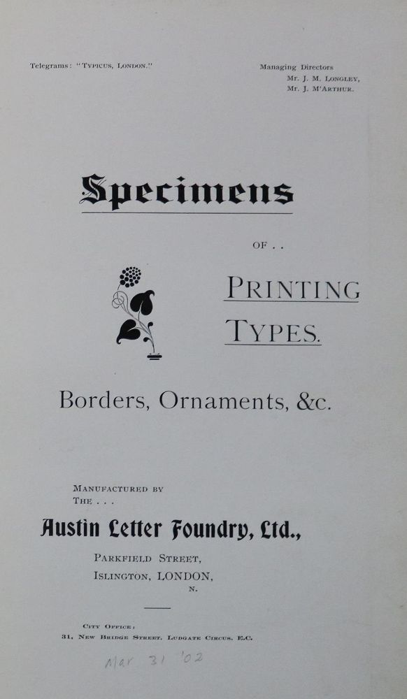 Große Abbildung Nr.1: 130-874 Austin Letter Foundry Ltd.: (Typographie und Kalligraphie)