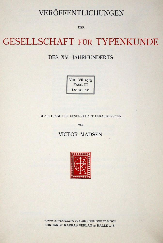 Große Abbildung Nr.1: 130-900 Gesellschaft für Typenkunde.: (Typographie und Kalligraphie)