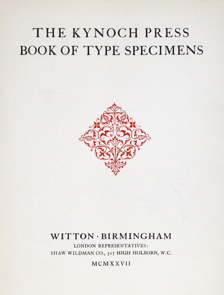 Große Abbildung Nr.1: 130-917 Kynoch Press.: (Typographie und Kalligraphie)