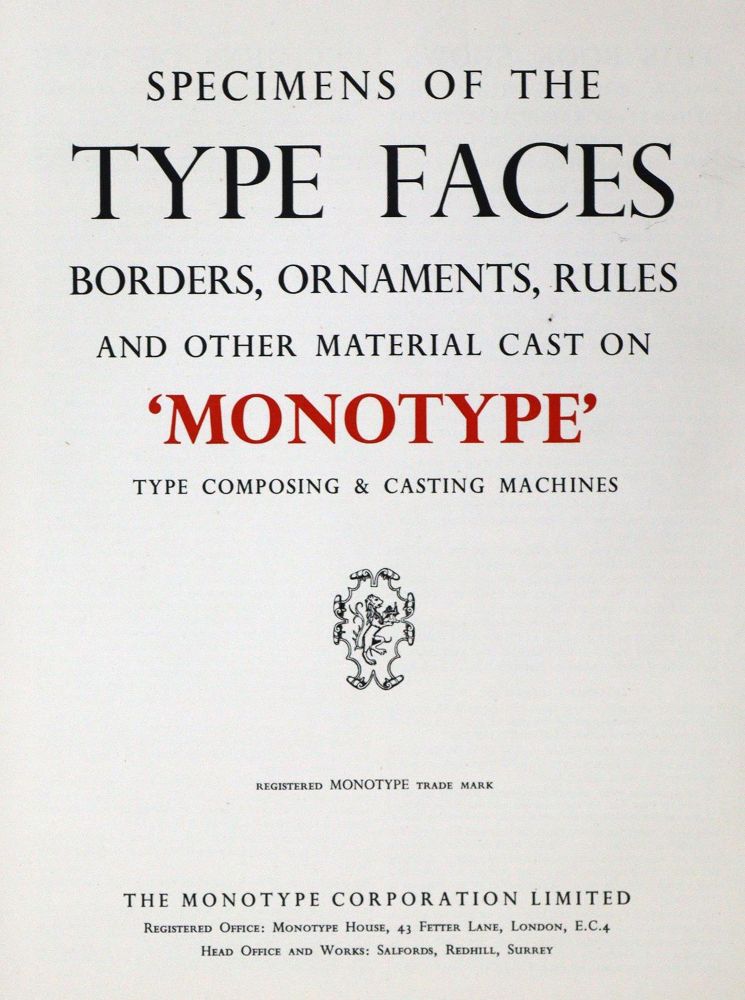 Große Abbildung Nr.1: 130-925 Monotype Co.: (Typographie und Kalligraphie)