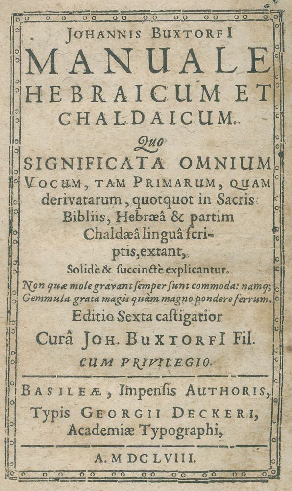 Große Abbildung Nr.1: 130-99 Buxtorf,J.: (Alte Drucke, Handschriften und Theologie)