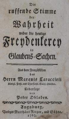Bild Nr.1: 130-105 Caraccioli,(L.A.)de.: (Alte Drucke, Handschriften und Theologie)