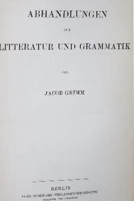 Bild Nr.1: 130-1199 Grimm,J.: (Literatur und illustrierte Bücher bis 19.Jahrhundert)