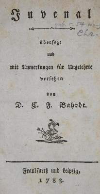 Bild Nr.1: 130-1218 Bahrdt,C.F.: (Juvenal)
