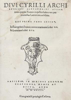 Bild Nr.1: 130-124 Cyrillus Alexandrinus.: (Alte Drucke, Handschriften und Theologie)