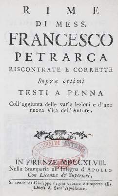 Bild Nr.1: 130-1277 Petrarca,F.: (Literatur und illustrierte Bücher bis 19.Jahrhundert)