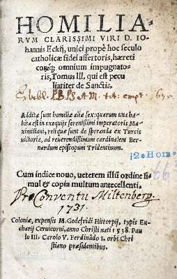 Bild Nr.1: 130-132 Eck,J.: (Alte Drucke, Handschriften und Theologie)