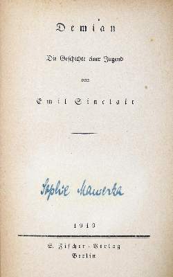Bild Nr.1: 130-1477 Hesse,H. (Pseud.: Emil Sinclair).: (Literatur und illustrierte Bücher 20.Jahrhundert - Alte Literatur in modernen Ausgaben)