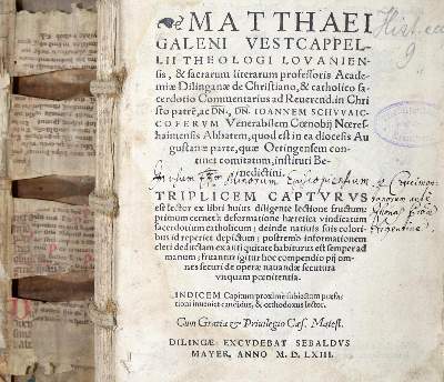 Bild Nr.1: 130-157 Galen,M.: (Alte Drucke, Handschriften und Theologie)