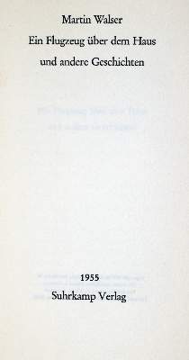 Bild Nr.1: 130-1652 Walser,M.: (Literatur und illustrierte Bücher 20.Jahrhundert - Alte Literatur in modernen Ausgaben)