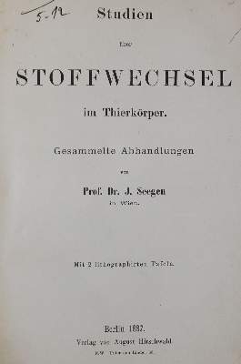 Bild Nr.1: 130-1885 Seegen,J.: (Sammlung von Professor Dr.Dr. Johannes Büttner)