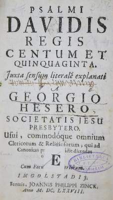 Bild Nr.1: 130-193 Heser,J.: (Alte Drucke, Handschriften und Theologie)
