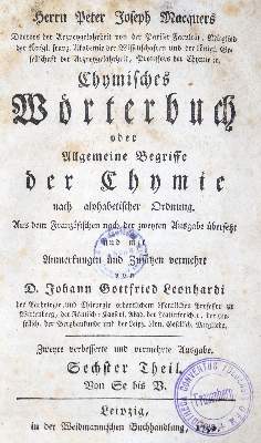 Bild Nr.1: 130-1959 Macquer,P. u. J.G.Leonhard.: (Verschiedene Gebiete - Varia, Chemie)