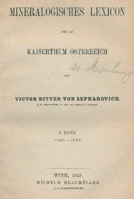 Bild Nr.1: 130-1979 Zepharovich,V.v.: (Verschiedene Gebiete - Varia, Geologie - Mineralogie u. Paläontologie, Österreich)
