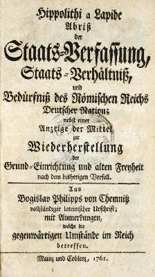 Bild Nr.1: 130-372 (Chemnitz,B.P.v. Pseud.:) Hippolithus a Lapide.: (Politik und Staatswissenschaften)