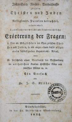 Bild Nr.1: 130-403 Klüber,J.S.: (Judaica)