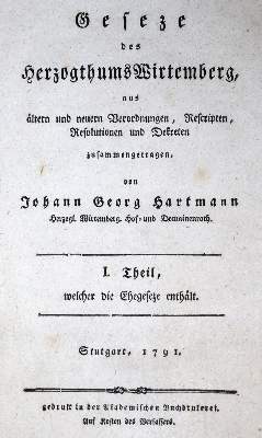 Bild Nr.1: 130-439 Hartmann,J.G.: (Juridica und Kriminologie, Württemberg)
