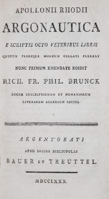 Bild Nr.1: 130-8 Apollonius Rhodius.: (Alte Drucke, Handschriften und Theologie)