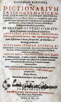 Bild Nr.1: 130-843 Dasypodius,P.: (Lexika - Wörterbücher - Sprachwissenschaften)