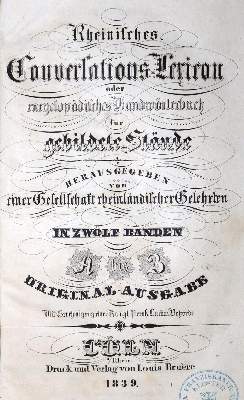 Bild Nr.1: 130-852 Rheinisches Conversations-Lexicon: (Lexika - Wörterbücher - Sprachwissenschaften)