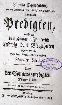 Bild Nr.1: 130-90 Bourdaloue,L.: (Alte Drucke, Handschriften und Theologie)