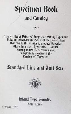 Bild Nr.1: 130-909 Inland Type Foundry.: (Typographie und Kalligraphie)