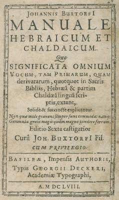 Bild Nr.1: 130-99 Buxtorf,J.: (Alte Drucke, Handschriften und Theologie)