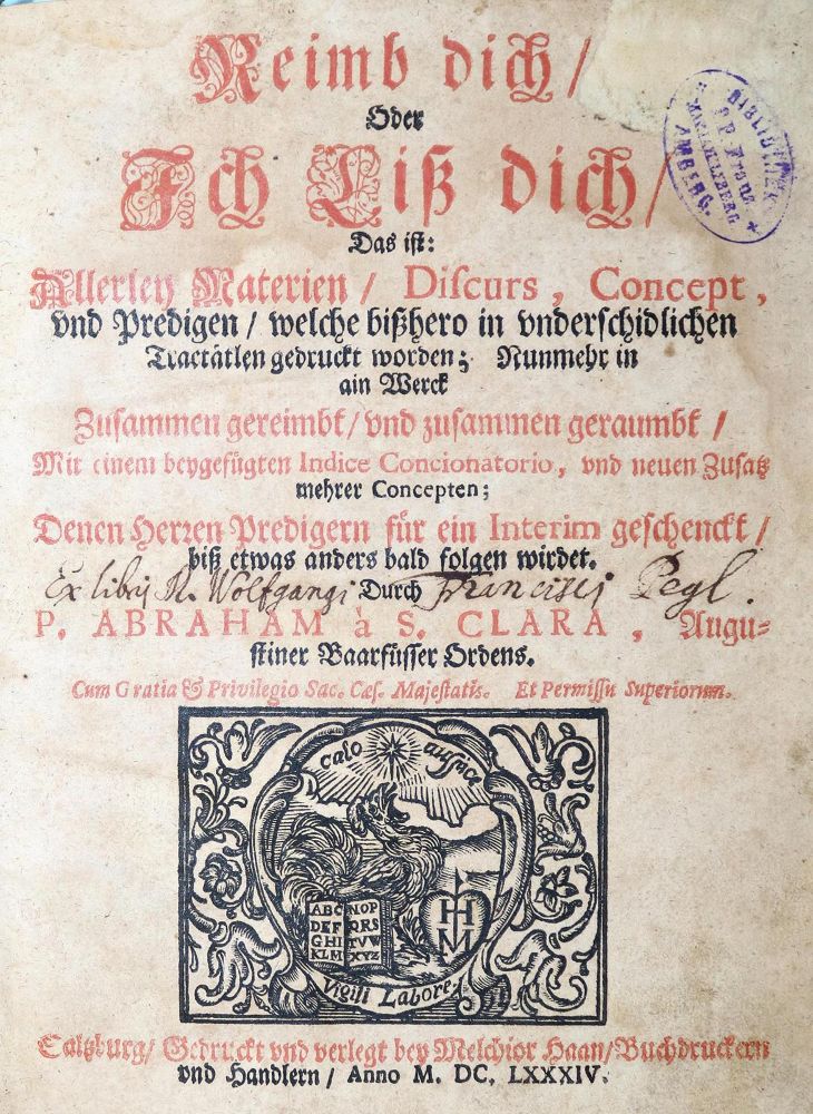 Große Abbildung Nr.1: 131-1 Abraham a Sancta Clara (d.i. U.Megerle).: (Alte Drucke, Handschriften und Theologie)