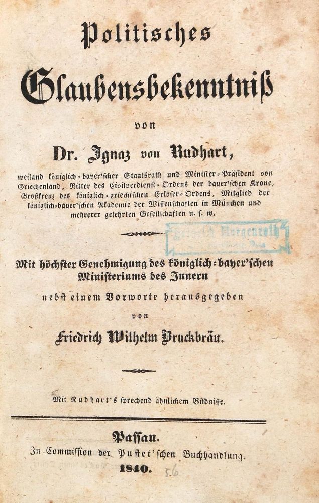 Große Abbildung Nr.1: 131-1002 Rudhart,I.v.: (Literatur und illustrierte Bücher bis 19.Jahrhundert)
