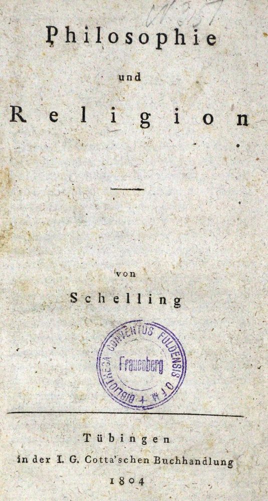 Große Abbildung Nr.1: 131-1028 Schelling,F.W.J.: (Literatur und illustrierte Bücher bis 19.Jahrhundert)