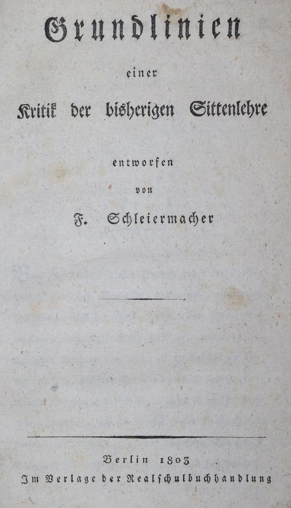 Große Abbildung Nr.1: 131-1034 Schleiermacher,F.: (Literatur und illustrierte Bücher bis 19.Jahrhundert)