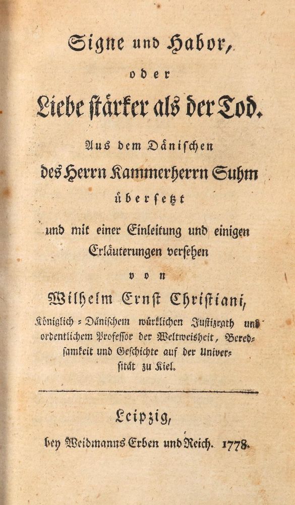 Große Abbildung Nr.1: 131-1047 Suhm,(Peter Fredrik).: (Literatur und illustrierte Bücher bis 19.Jahrhundert)
