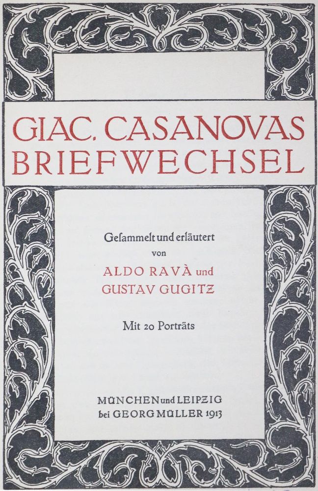 Große Abbildung Nr.1: 131-1103 Casanova,G.: (Literatur und illustrierte Bücher 20.Jahrhundert - Alte Literatur in modernen Ausgaben)