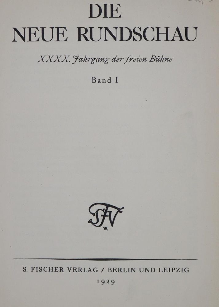 Große Abbildung Nr.1: 131-1157 Neue Rundschau, Die.: (Hesse)