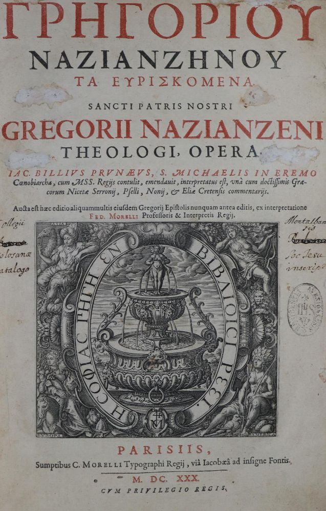 Große Abbildung Nr.1: 131-121 Gregor von Nazianz.: (Alte Drucke, Handschriften und Theologie)