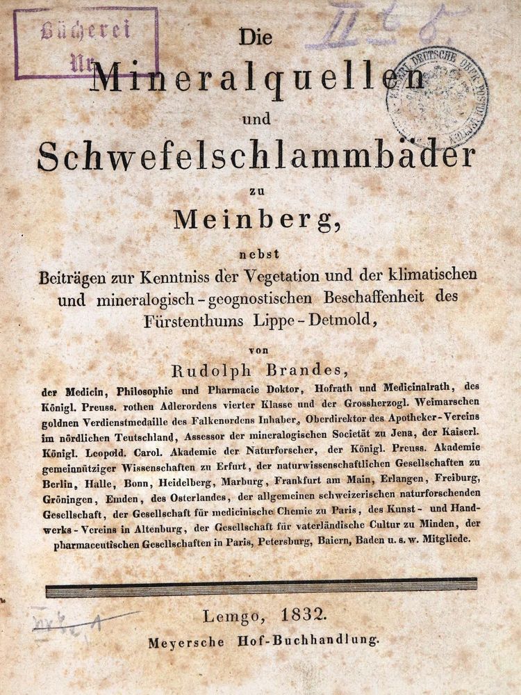 Große Abbildung Nr.1: 131-1333 Brandes,R.: (Medizin, Balneologie, Meinberg)