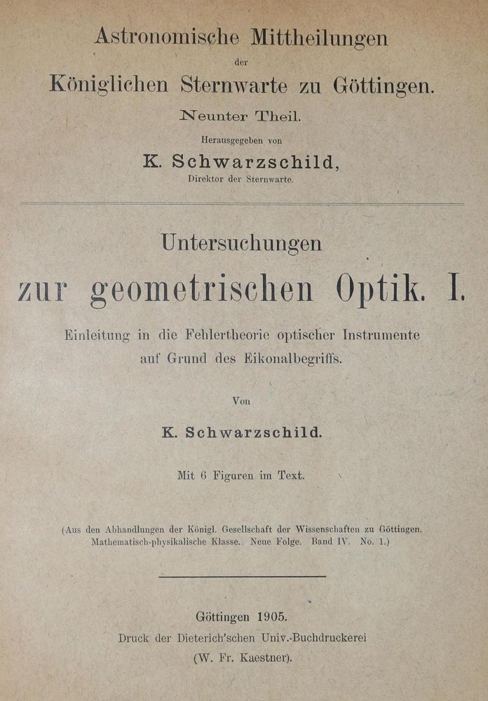 Große Abbildung Nr.1: 131-1404 Schwarzschild,K.: (Verschiedene Gebiete - Varia, Astronomie)
