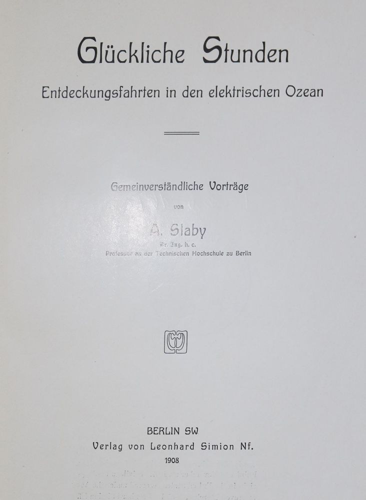 Große Abbildung Nr.1: 131-1427 Slaby,A.: (Verschiedene Gebiete - Varia, Elektrizität)